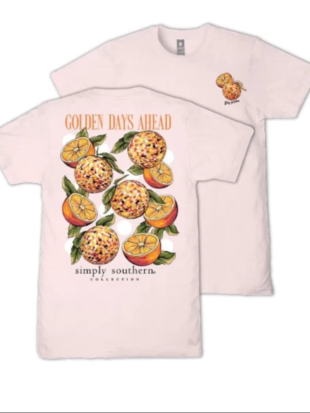 New Simply Southern Pink Tee Citrus Golden Days Ahead Shirt  2XL XXL